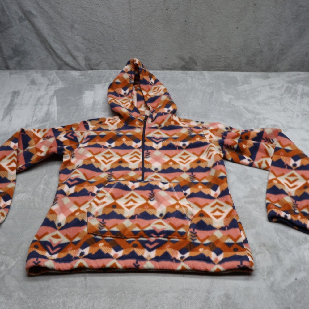 Columbia Hoodie Girls XL 18-20 Pink Geometric Benton Springs Fleece Pullover